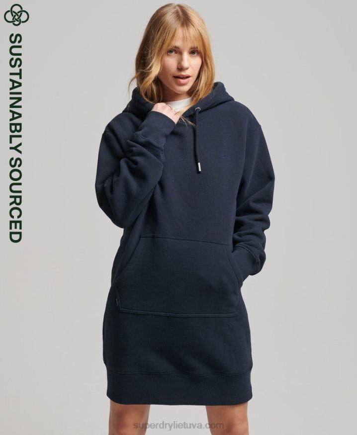 Superdry Organic Cotton Vintage Logo Hoodie Dress Navy Women