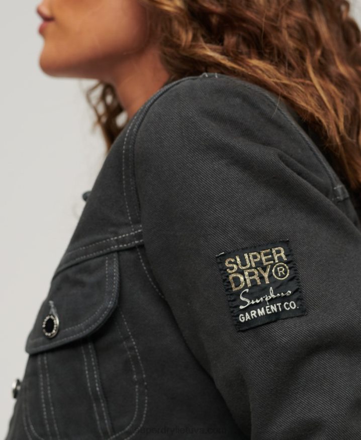 Superdry St Tropez Workwear Crop Jacket Dark Grey Women