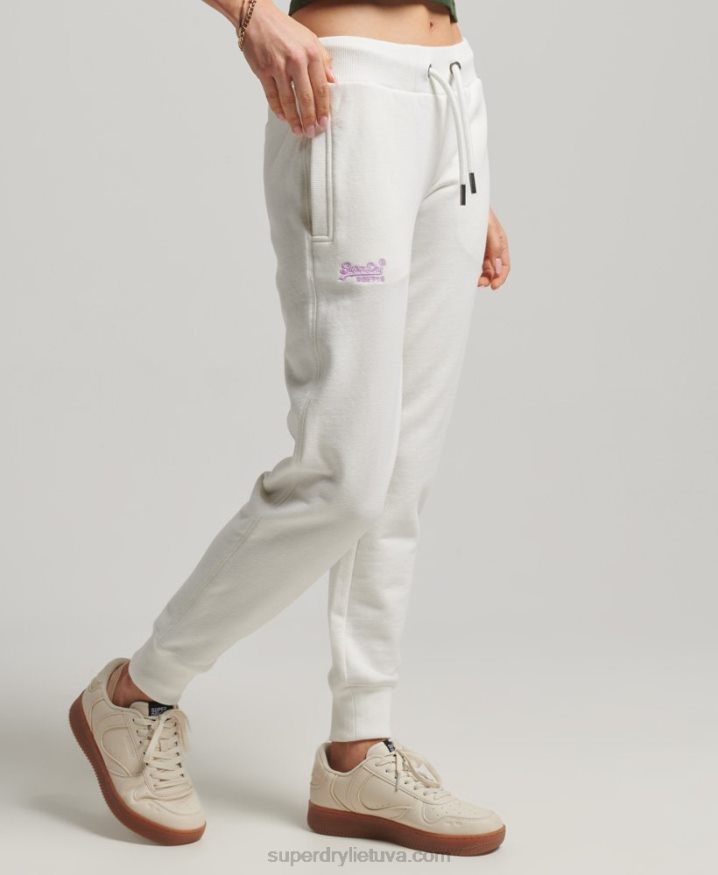 Superdry Vintage Logo Embroidered Joggers White Women