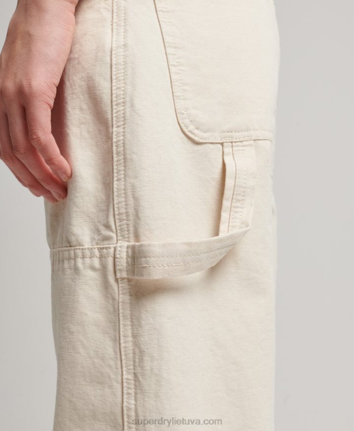 Superdry Organic Cotton Vintage Wide Carpenter Pants Cream Women