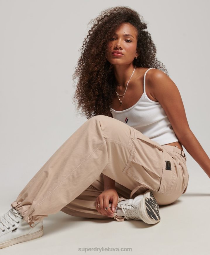Superdry Vintage Low Rise Cargo Trousers Brown Women