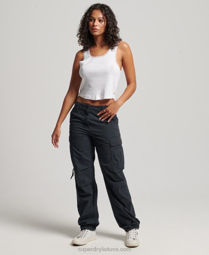 Superdry Vintage Low Rise Cargo Trousers Navy Women