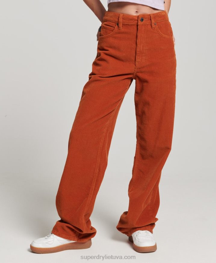 Superdry Vintage Wide Leg Cord Trousers Brown Women