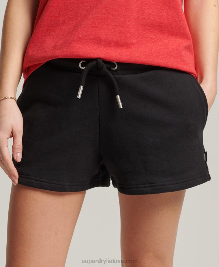 Superdry Organic Cotton Vintage Logo Jersey Shorts Black Women