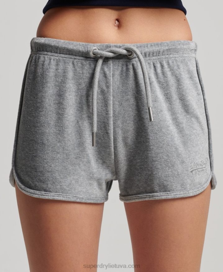 Superdry Vintage Logo Velour Racer Short Grey Women