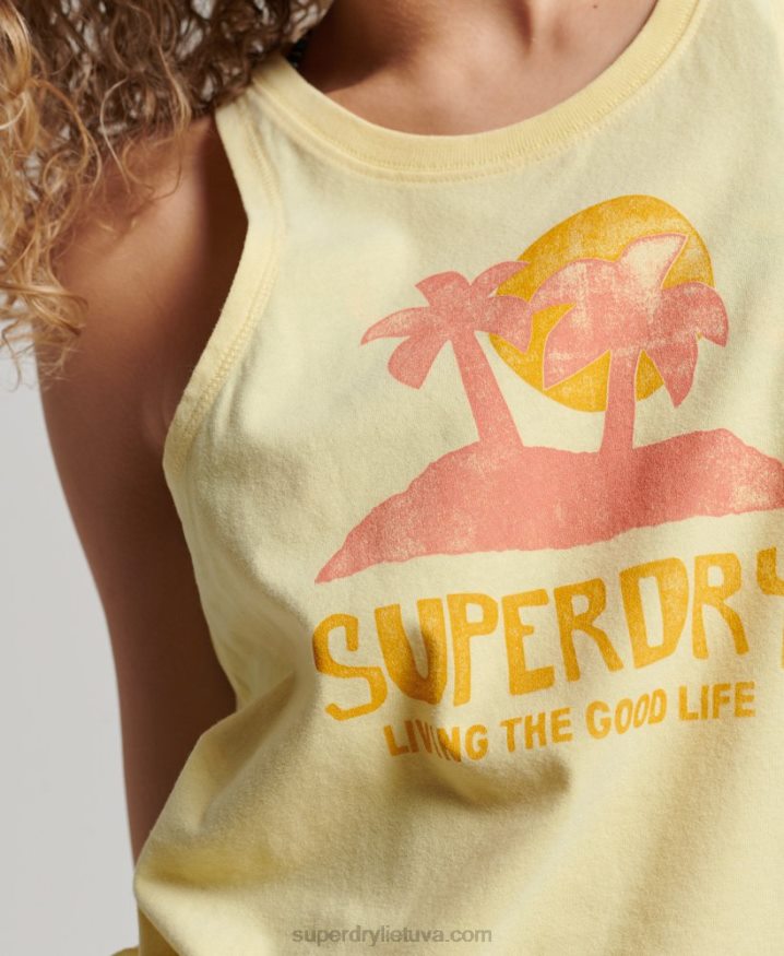 Superdry Vintage Cali Cutout Vest Top Yellow Women