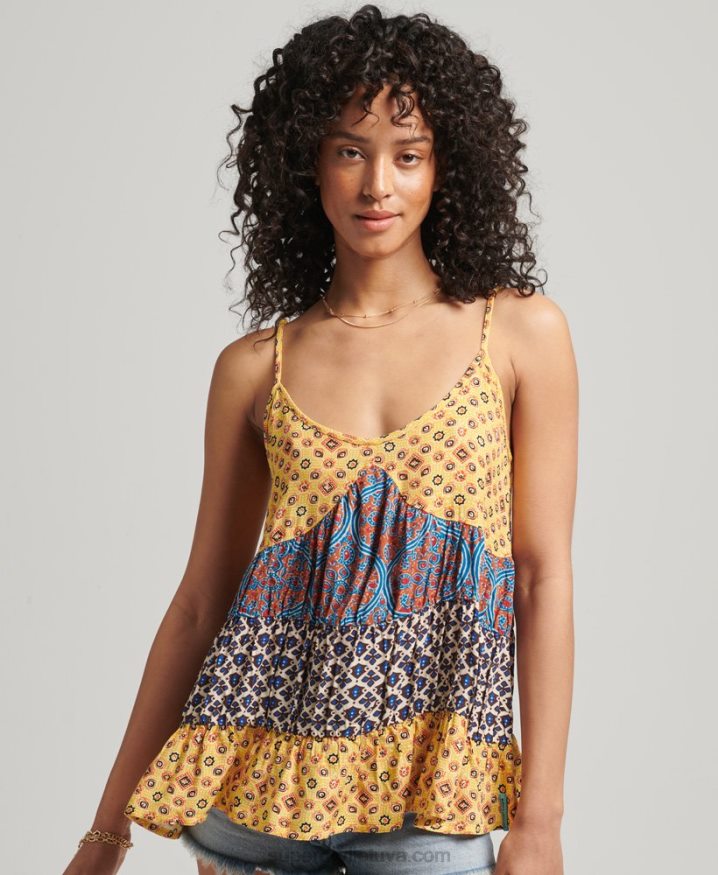 Superdry Vintage Tiered Cami Top Gold Women